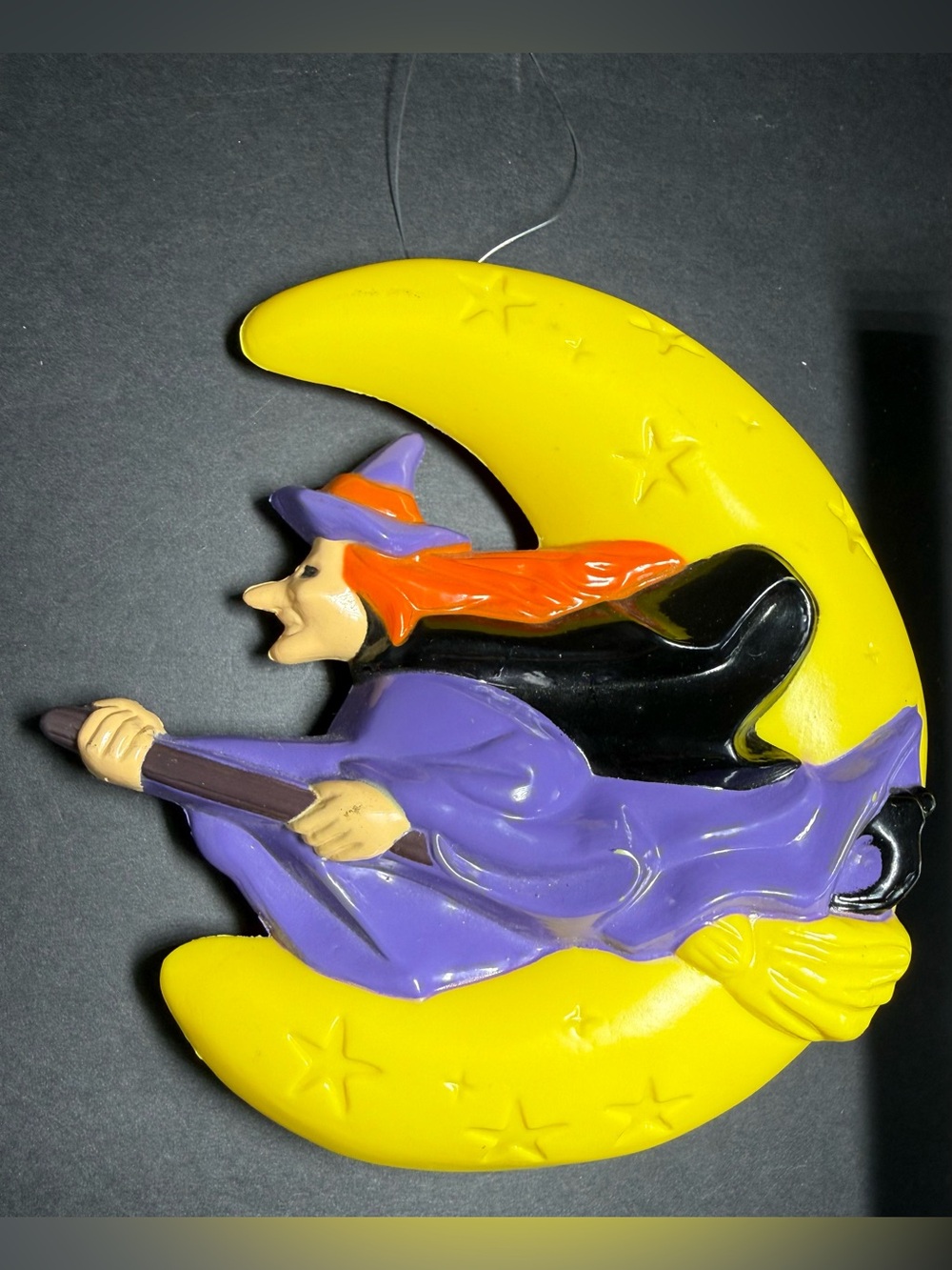Vintage Easter Unlimited Light Up Witch on Moon Halloween Window Decor